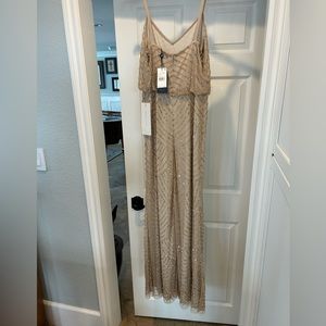 Adrianna Papell Blouson Beaded Gown (champagne / gold)